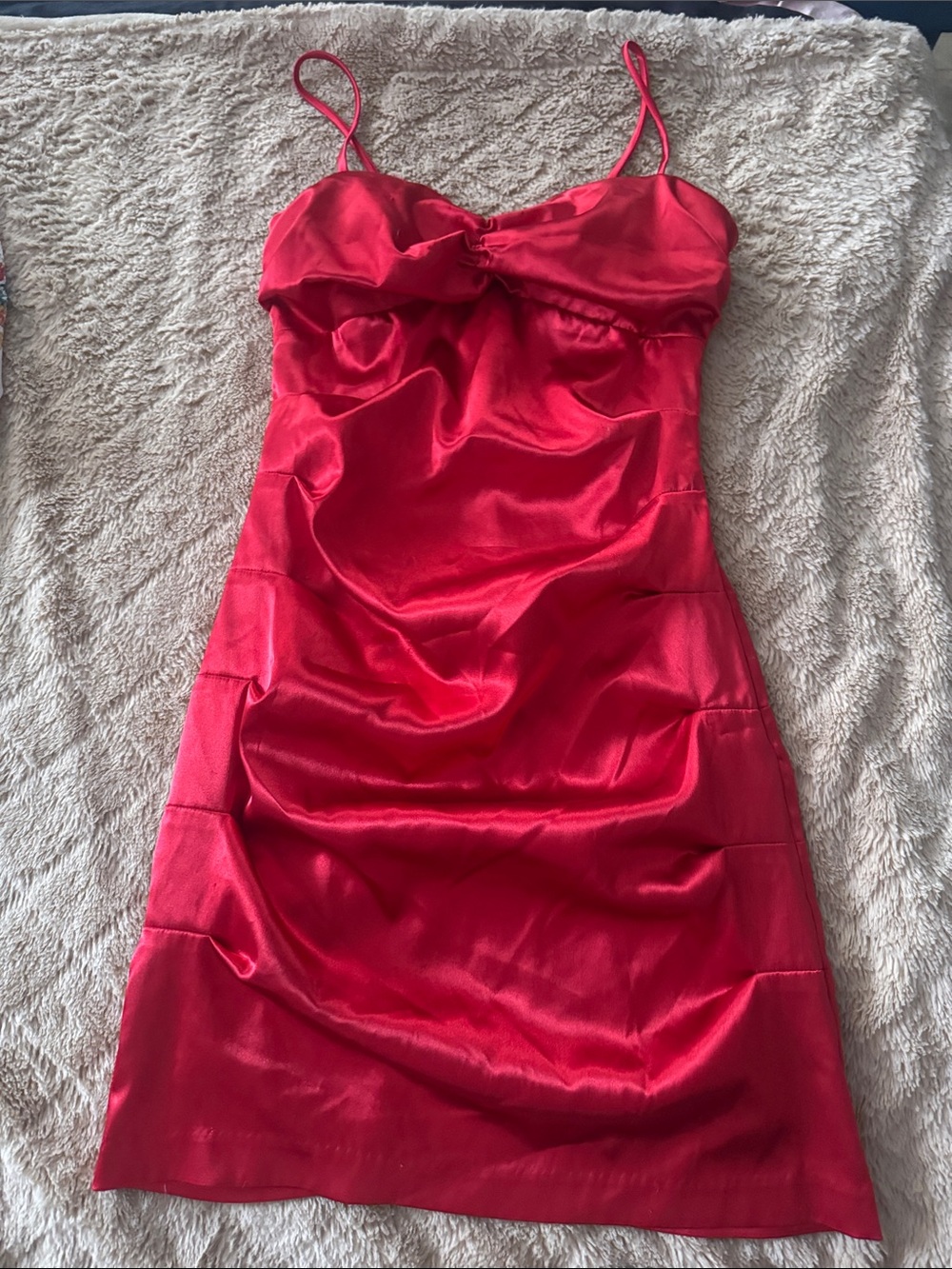 B Darlin Red Satin Mini Slip Dress